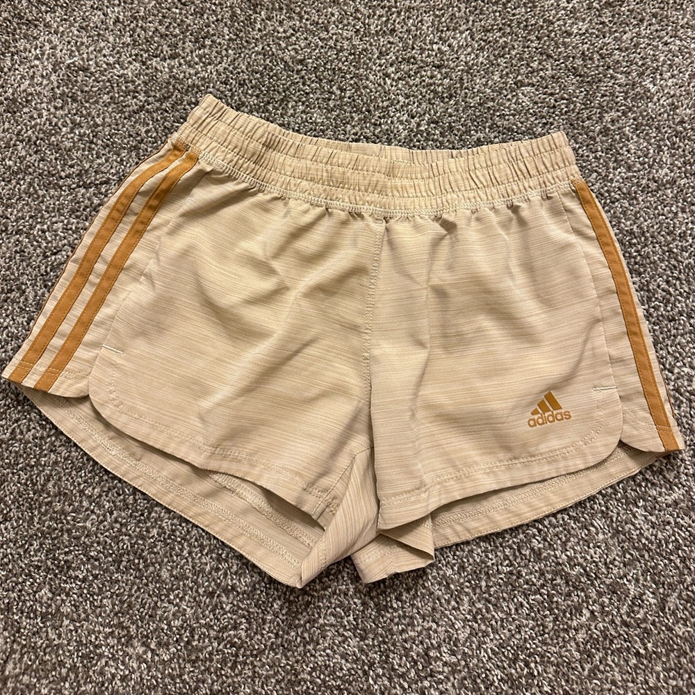 Adidas Tan and Gold Running Shorts | Mid Rise | XS
